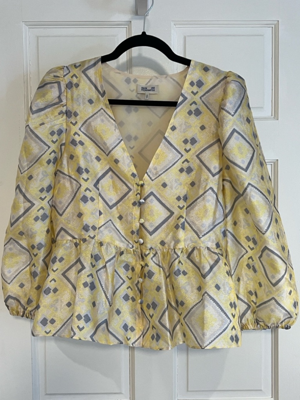 Piko Los Angeles Yellow Geometric Peplum Blouse